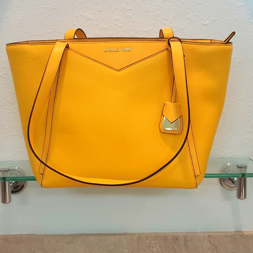 NWOT Michael Kors yellow pebble leather purse
